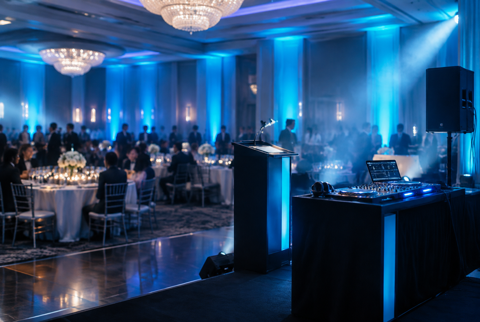 Corporate Events celebration with atmospheric event lighting