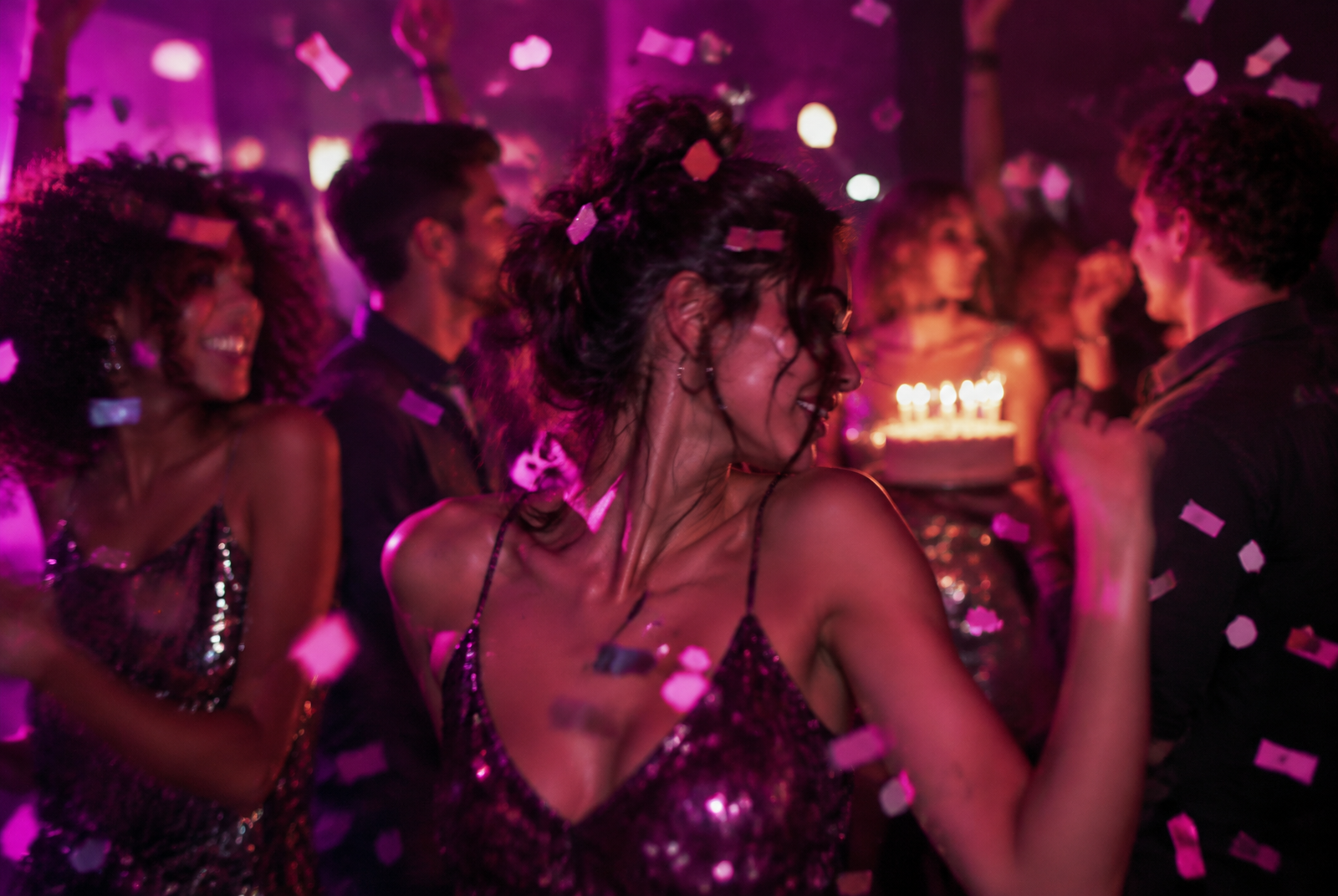 Birthday Parties celebration with atmospheric event lighting