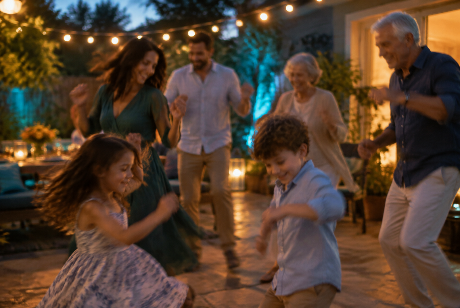 Family Gatherings celebration with atmospheric event lighting